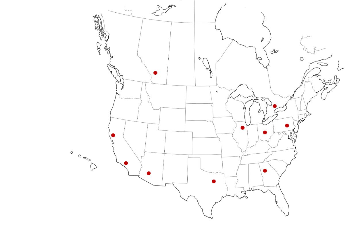 Map of BuildATech training locations
