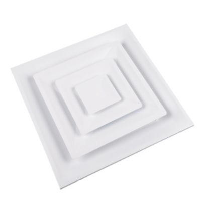 Steel T-Bar 3 Cone Step Down Diffuser with 8 Collar and Adapter White" 2' x 2'