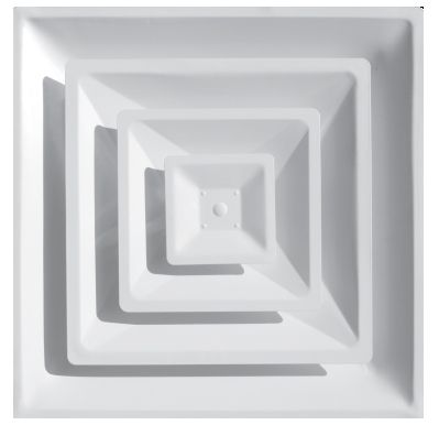 Steel T-Bar 3 Cone Step Down Diffuser with 10 Collar and Adapter White" 2' x 2'