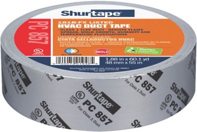 Shurtape 101015, PC 857 UL 181B-FX Listed/Printed Cloth Duct Tape, 2" X 60 yd., Silver Metal Printed