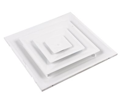 Steel T-Bar 3 Cone Step Down Diffuser with 8 Collar and R-6 Insulation White" 2' x 2'