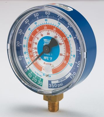 Yellow Jacket 49138 3-1/8" Dry Manifold Gauge, Blue, 30" for R22, R404A and R410A