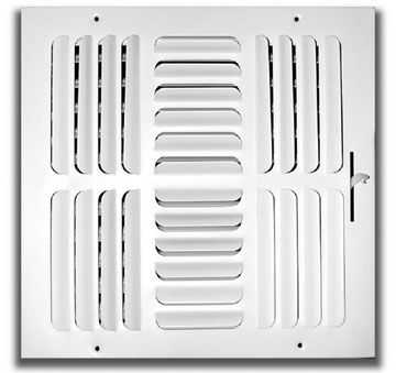 404 Series 14X14 4-Way Stamped Curved Blade Register with Multi-Shutter Damper, Steel