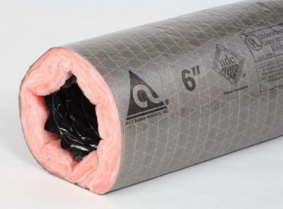 Atco 06" x 50', Flexible Air Duct, R8, Double Ply Polyester Core, Grey Jacket, Boxed