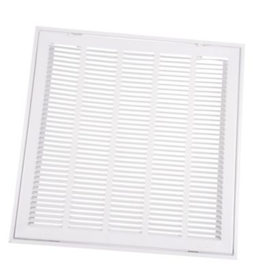TRUaire 190, 20 x 20 In Stamped Steel Return Louver Filter Grille, Fixed Hinge Face; Accepts 1" Filter; 1/2" Blade Spacing, Pristine White