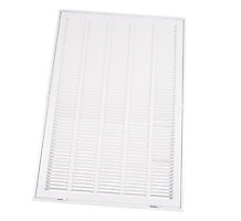 TRUaire 190, 20 x 30 In Stamped Steel Return Louver Filter Grille, Fixed Hinge Face; Accepts 1" Filter; 1/2" Blade Spacing, Pristine White