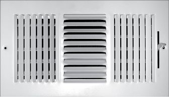 TRUaire 103M Series, Steel Sidewall/Ceiling Supply Register, 6 x 10 In, 3-Way; Multi-Shutter Damper, Pristine White
