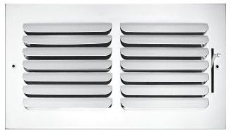 TRUaire 401M Series, Steel Sidewall/Ceiling Supply Register, 4 x 8 In, 1-Way; Curved Blade; Multi-Shutter Damper, Pristine White