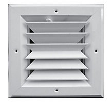 TRUaire A502M Series, Aluminum Square Ceiling Diffuser, 12 x 12 In, 2-Way Parallel; Multi-Shutter Damper, Pristine White