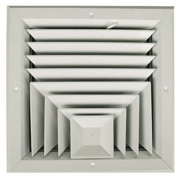 A503 Series 10X10 3-Way Aluminum Square Ceiling Diffuser with Multi-Shutter Damper, Flush Louvered