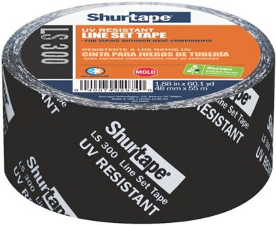 Shurtape 102666, LS 300 UV-Resistant Line Set Tape, 2" X 60 yd. Black Printed