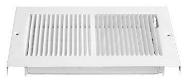 124M 10X06 Stamped Face Baseboard Supply Grille – Open Bottom, White
