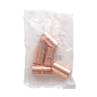 Copper Rolled Stop Coupling, 3/4", C x C, 5/Pkg