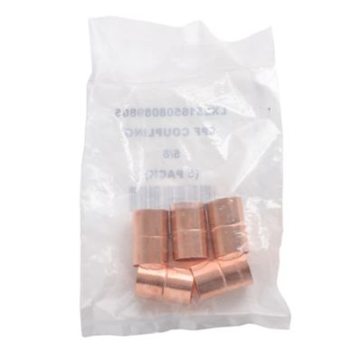 Copper Rolled Stop Coupling, 5/8", C x C, 5/Pkg