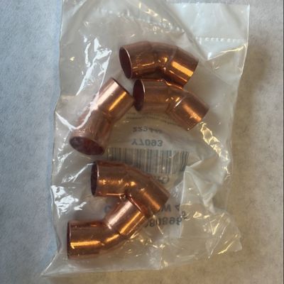 Copper Elbow, 45 Deg, 5/8" C x C, 5/Pkg