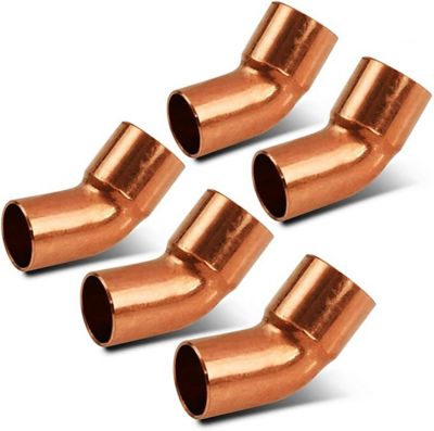 Copper Elbow, 45 Deg, 1/2" C x C, 5/Pkg