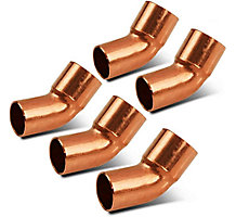 Copper Elbow, 45 Deg, 1/2" C x C, 5/Pkg