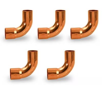 Copper Long Radius Elbow, 90 Deg, 1/4", C x C, 5/Pkg