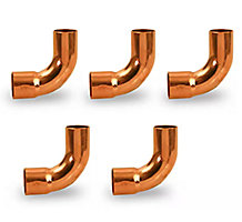 Copper Long Radius Elbow, 90 Deg, 1/4", C x C, 5/Pkg