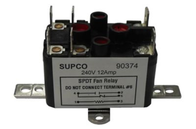 Supco 90374 General Purpose Fan Relay, 12 Amp, 240 VAC, SPDT