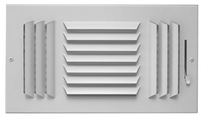 Hart & Cooley 303M Series, Steel Sidewall Supply Register, 4 x 8 In, 3-Way; Multi-Shutter Damper, Bright White