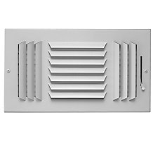 Hart and Cooley 556388 Curved-Blade, 3-way Register, Multi-Shutter Damper, 303M Series, 8"x6", White