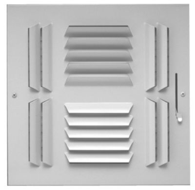 Hart & Cooley 304M Series, Steel Sidewall Supply Register, 8 x 8 In, 4-Way; Multi-Shutter Damper, Bright White