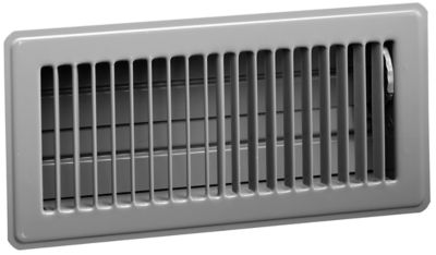Hart & Cooley 421 Series, 2 x 10 In Floor Steel Supply Register, Bright White, Multi-Angled Fins, Opposed Blade Damper