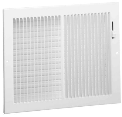 Hart and Cooley 010816 2-Way Register, Multi-Shutter Damper, 1/3" Fin Spacing, 661 Series, 10"x4", White