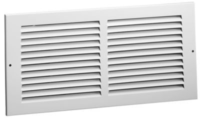 Hart & Cooley 672, 14 x 8 In Steel Return Air Grille, 1/2" Blade Spacing Set at 40 Deg, Bright White