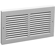 Hart & Cooley 674, 6 x 14 In Steel Baseboard Return Grille, 1/2" Spaced Blades Set at 40 Deg., Bright White