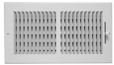 Hart & Cooley 682M Series, Steel Sidewall Supply Register, 4 x 8 In, 2-Way; Multi-Shutter Damper, Bright White