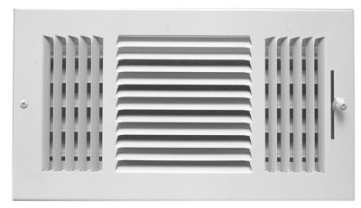 Hart & Cooley 683M Series, Steel Sidewall Supply Register, 4 x 8 In, 3-Way; Multi-Shutter Damper, Bright White