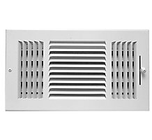 Hart and Cooley 703922 Steel 3-way Register, Multi-Shutter Damper, 1/2" Fin Spacing, 683M Series, 12"x4", White
