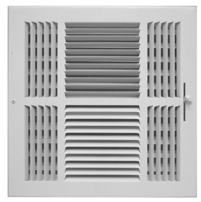 Hart & Cooley 684M Series, Steel Sidewall Supply Register, 6 x 6 In, 4-Way; Multi-Shutter Damper, Bright White