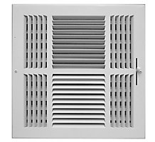 Hart and Cooley 703933 Steel 4-way Register, Multi-Shutter Damper, 1/2" Fin Spacing, 684M Series, 8"x8", White