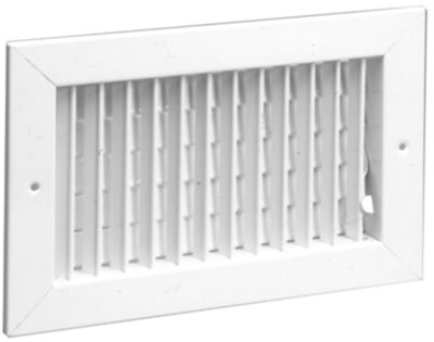 Hart & Cooley 821 Series, Steel Sidewall Supply Register, 4 x 8 In, 1-Way; Multi-Shutter Damper, Bright White