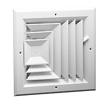 Hart & Cooley A503MS Series, Aluminum Ceiling Diffuser, 8 x 8 In, 3-Way; Multi-Shutter Damper, Bright White