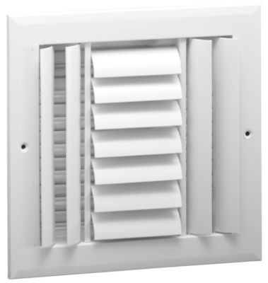 Hart & Cooley A613MS Series, Aluminum Sidewall Supply Register, 6 x 6 In, 3-Way; Adjustable Curved Blades, Bright White