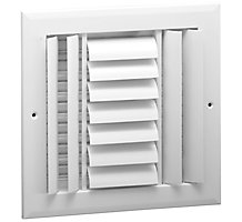 Hart & Cooley A613MS Series, Aluminum Sidewall Supply Register, 4 x 8 In, 3-Way; Adjustable Curved Blades, Bright White