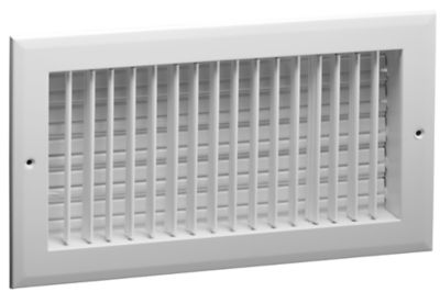 Hart & Cooley A618MS Series, Aluminum Sidewall Supply Register, 6 x 10 In, Adjustable Straight Fins, Bright White