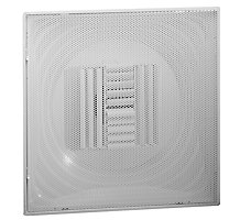 Hart & Cooley CBPS Series, Steel T-Bar Perforated Face Supply Grille, 10 In, 4-Way; Curved Blade, Bright White