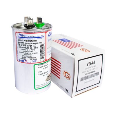 AmRad USA2237, 50/5 MFD Dual Run Capacitor, 440 VAC, Round