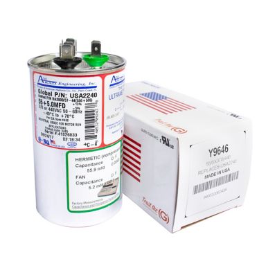 AmRad USA2240, 55/5 MFD Dual Run Capacitor, 440 VAC, Round