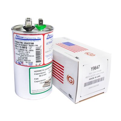 AmRad USA2218A, 55/7.5 MFD Dual Run Capacitor, 440 VAC, Round