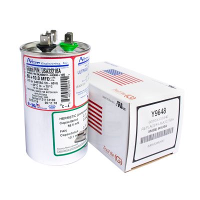 AmRad USA2221BA, 60/10 MFD Dual Run Capacitor, 440 VAC, Round