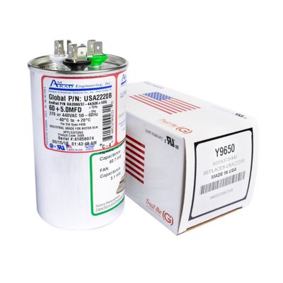 AmRad USA2220B, 60/5 MFD Dual Run Capacitor, 440 VAC, Round