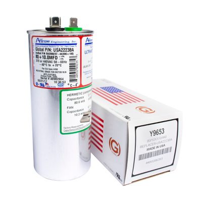 AmRad USA2223BA, 80/10 MFD Dual Run Capacitor, 440 VAC, Round