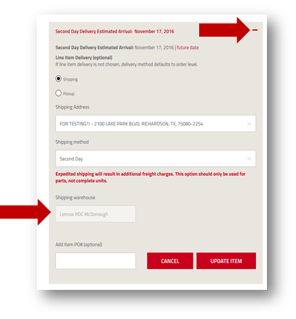 LennoxPROs.com checks inventory at multiple locations leveraging the Lennox shipping matrix